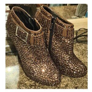 Brown Rhinestone Covered Boots